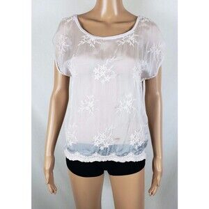 Ethereal Romantic Fairy Top Pink Womens M Embroidered Split Back Balletcore